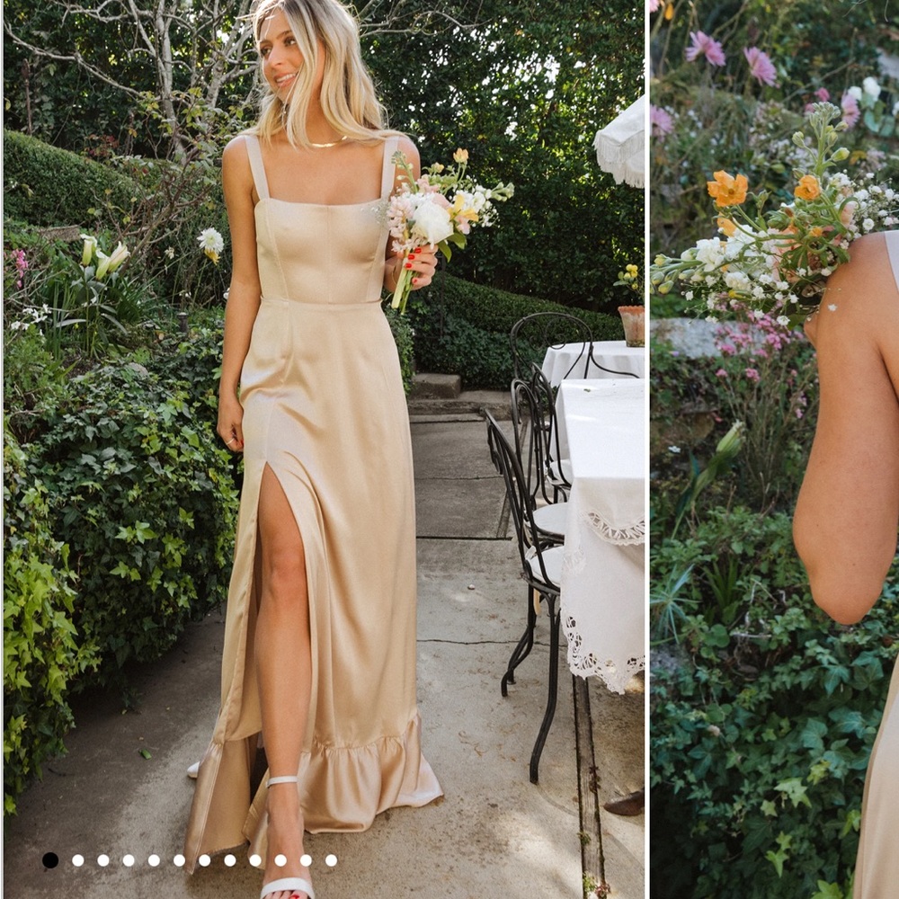 Show Me Your Mumu Champagne Clarissa Corset Dress Satin Bridesmaid XS